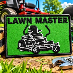 Lawn Master Patch/Iron-On Patch/Lawn Mower/Grass Cutting/Lawn Care Gear/Embroidered Sew-On Applique for Clothing Vest/Jacket Hats Backpack