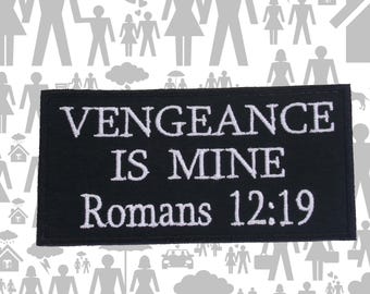 Custom Bible Verse Patch 4"x1.5" Embroidered Iron-On Sew-On Applique – Personalized Scripture for Vests, Jackets, Bags, Christian Gift