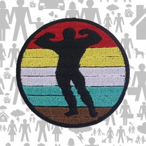 Bodybuilder Patch Embroidered Iron-On Sew-On Gym Applique for Jacket Vest Backpack Bag, Muscle Growth, Fitness Motivation, Strongman Badge