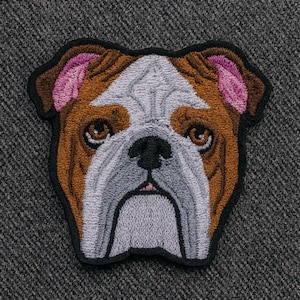English Bulldog Patch - Dog Breed Iron-On Sew-On Applique for Jackets Backpacks Harness Vests - Pet Lover Gift Dog Mom Paw Print
