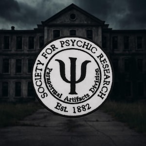 Psychic Research Patch Society Paranormal Artifacts Iron-On Sew-On Badge for Jackets Bags Vests, Haunted History, Ghost Hunter