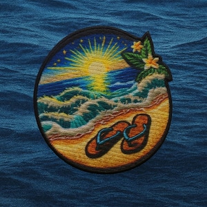 オーシャンウェーブパッチ アイロン接着 ビーチフリップフロップバッジアップリケ 衣類、バックパック、トートバッグ、トロピカルな雰囲気、旅行のお土産、バケーションギフトに