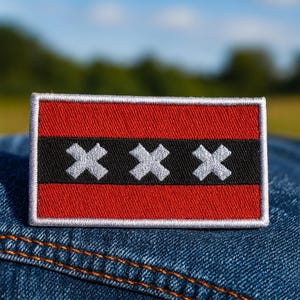 Amsterdam Flag Patch/Iron-On Patches/Sew-on Applique for Shoulder, Uniform, Vest Jackets/Biker Patch/MC Club Patch/Military