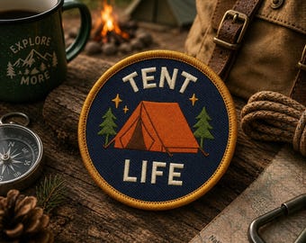 Tent Life Patch/Merit Badge/Scout Style Iron-On  Applique for Jacket, Backpack & Camping Gear/Hiking Patch/Mountain Patch/Nature