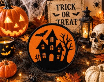 Halloween Haunted House Patch/Patch/Iron-On Patch/Costume Decor/Spooky Horror Patches/Sew-On Applique for Clothing, Vest/Jacket Hat Backpack