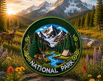 Deer Buck Patch Iron-On Sew-On National Park Applique for Backpack Vest Jacket, Outdoor Adventure, Nature Gift, Wildlife Decor