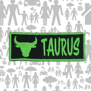 Taurus Zodiac Sign Patch Embroidered Iron-On Badge for Clothing, Jackets, Vests, Backpacks, Horoscope Applique, Celestial, Constellation