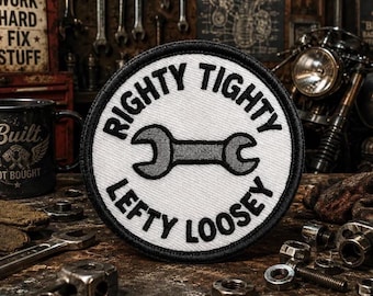 Tradesmen Patch/Iron-On Patch/Righty Tighty Lefty Loosey/Professional Patches/Sew-On Applique for Clothing, Vest/Jacket, Hats, Backpack