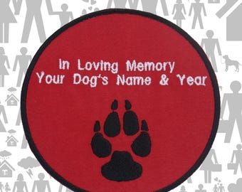 Custom Dog Loss Patch – Memorial Paw Print Iron-On Sew-On with Pet’s Name & Year for Backpack, Jacket, Clothing – Puppy Dog Remembrance Gift
