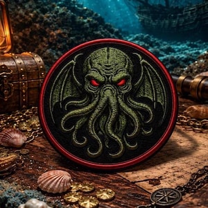 Parche de Cthulhu/Parche termoadhesivo/Insignia paranormal/Criatura mítica/Insignia gótica/Aplicación para coser en ropa, chalecos, chaquetas, sombreros y mochilas.