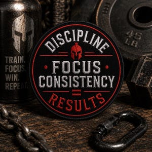 Disciplinfokus Konsekvenslapp/Stryklapp/Gymmotivationsgåva/Broderad sy-på-applikation för kläder, väst/jacka, mössa, ryggsäck, utrustning