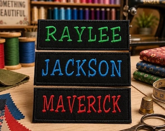 Custom Name Tag Patch/Iron-On Patch/Personalized Nametags Patch/Embroidered Sew-On Applique for Clothing, Uniform, Jacket, Hats, Backpack