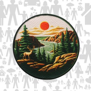 Deer Buck Patch Embroidered Iron-On Sew-On National Park Applique for Backpack Vest Jacket, Outdoor Adventure, Nature Gift, Wildlife Decor