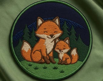 Écusson Famille Renard Roux / Écusson Thermocollant / Écusson à Coudre pour Vestes, Sacs à Dos / Vêtements / Badge Nature / Écusson Randonnée / Écusson Camping / Écusson Animaux Sauvages