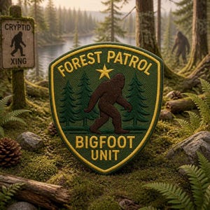 Parche de la Unidad Bigfoot/Parche termoadhesivo/Patrulla Forestal/Mito del Sasquatch/Insignia Paranormal/Aplicación para coser en chaleco/chaqueta, sombrero o mochila