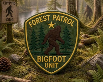 Bigfoot Unit Patch/Iron-On Patch/Forest Patrol/Sasquatch Cryptid Myth/Paranormal Badge/Sew-On Applique for Clothing Vest/Jacket Hat Backpack