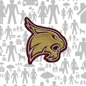 Bobcat Patch Embroidered Iron-On Sew-On Wild Animal Applique for Jacket Vest Backpack Clothing Gift, School Spirit, Team Pride, Mascot Badge
