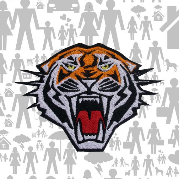 Patch Tigre Rugissant Thermocollant - Grand Écusson Brodé Pour Veste, Sac Ou Jean | Déco Streetwear