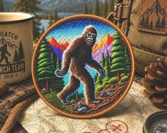 Iron-On Bigfoot Patch/Sew-On Applique for Backpacks & Jackets/Clothing/Cryptid Badge/Sasquatch Patch/Forest/Nature/Hiking/Myth Legends Gifts