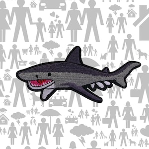 Tiger Shark Patch Embroidered Iron-On Sew-On Marine Animal Applique for Jackets Backpacks Vest Hat Bag – Scuba Diver Gift Beachwear Ocean