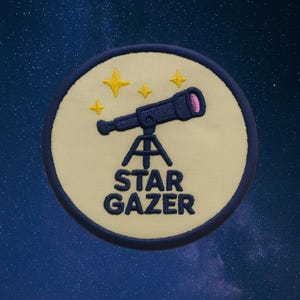 Star Gazer Patch/Merit Badge/Scout Style Iron-On  Applique for Jacket, Backpack & Camping Gear/Kids Patch/Astronomy Patch/Campers