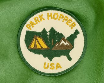 Park Hopper USA Patch/Iron-On Patch/Camping Patch/Sew-On Applique for Jackets, Backpack, Clothing/Nature Badge/Hiking Patch/Souvenir Gift