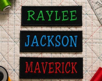 Écusson pour porte-nom personnalisé/écusson thermocollant/écusson brodé personnalisé/appliqué à coudre pour sac à dos, vêtement, veste/extérieur/badge nominatif/cadeaux/écussons