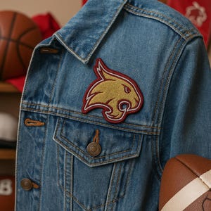 Bobcat Patch Embroidered Iron-On Sew-On Wild Animal Applique for Jacket Vest Backpack Clothing Gift, School Spirit, Team Pride, Mascot Badge