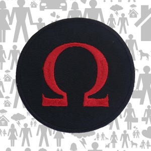 Parche con el símbolo Omega bordado, termoadhesivo, para coser o planchar, para chaleco, chaqueta, mochila, disfraz de cosplay, equipo táctico para juegos de rol.