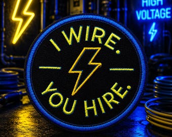 Neon vakman patch/elektricien hoogspanningspatch/strijkpatch/aangepaste opnaaibare appliqué voor rugzakken jassen professionele patches grappig