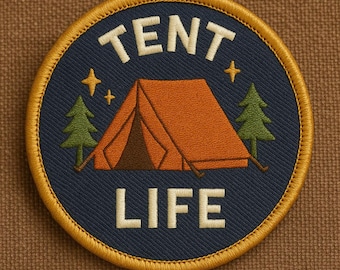 Tent Life Patch/Merit Badge/Scout Style Iron-On  Applique for Jacket, Backpack & Camping Gear/Hiking Patch/Mountain Patch/Nature