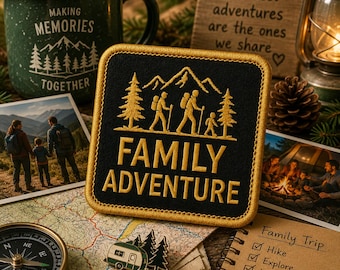 Patch A Family Adventure/Opstrijkpatch/Natuurbadge/Wandelen en kamperen/Opnaaistenen Appliqué voor kleding Vest/jas Hoeden Rugzak Gear