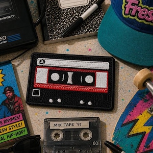 Iron-On Patch/Cassette Tape Patch/Music Patch Applique for Jacket & Backpacks, Festival Gear, Mixtape Lover, Vintage Retro Vibes