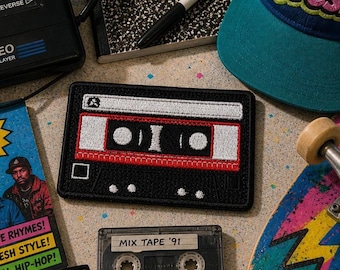 Cassette Tape Patch/Iron-On Patch/Music Festival/Vintage Retro Vibes/Mixtape Lover/Sew-On Applique for Clothing Vest/Jacket Hats Backpack