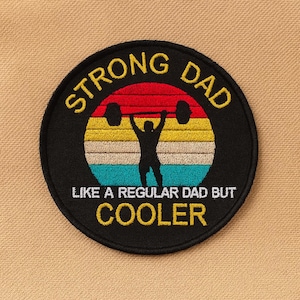 Patch papa fort appliqué rétro thermocollant à coudre pour veste gilet sac à dos, père fier, papa cool, cadeau de remise en forme, équipement musculaire