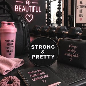 Strong & Pretty Patch/Iron-On Patch/Power Lifting, Strongman, CrossFit Body Building/Sew-On Applique Clothing Vest/Jacket Hats Backpack