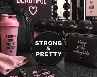 Strong & Pretty Patch/Iron-On Patch/Power Lifting, Strongman, CrossFit Body Building/Sew-On Applique Clothing Vest/Jacket Hats Backpack