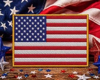 American USA US Flag Patch Iron-on Applique Shoulder Uniform Vest Jacket, Travel, Biker MC Club Military Veteran Explorer