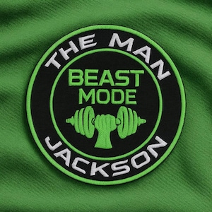 Toppa "Beast Mode" personalizzabile, da stirare e cucire, per palestra, per giacca, gilet e zaino, distintivo per sollevamento pesi, regalo per fitness, attrezzatura per powerlifting