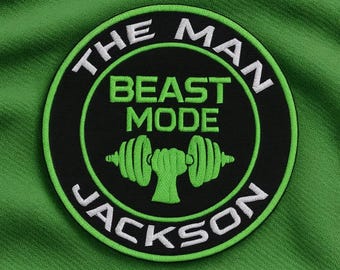 Applique de sport personnalisable à coudre Beast Mode pour veste, gilet, sac à dos, insigne d'haltérophilie, cadeau de remise en forme, équipement de dynamophilie