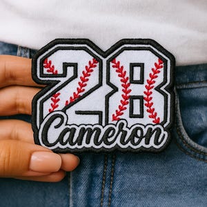 Personalized Baseball Name Patches, Custom Embroidered Baseball Number Patches Iron on/Sew on for Jackets, Backpacks, Baseball Name & Number