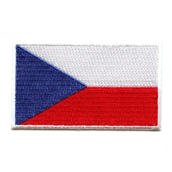 Czech Republic Flag Patch Embroidered Iron-on Applique, Shoulder Uniform Vest Jacket, Travel, Biker MC Club Military Veteran Explorer