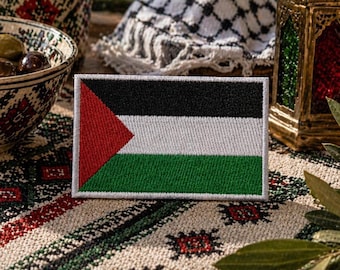 Palestinian Flag Patch/Iron-On Patch/Military Veteran Gift/Biker/Embroidered Sew-on Applique for Clothing Uniform Vest/Jacket Backpack Gear