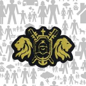 English Coat of Arms Patch Embroidered Iron-On Sew-On Lion Applique for Backpacks Clothing Vest Hat, Knightly Orders, Family Crest, Nobility