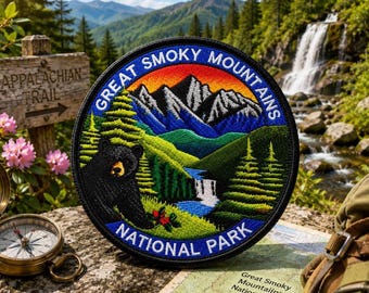 Great Smoky Mountains National Park Patch/Iron-On Patch/Nature Badge/Camping & Hiking/Sew-On Applique for Clothing Vest/Jacket Hats Backpack