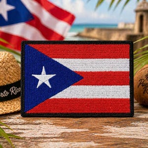 Puerto Rico Flag Patch/Iron-On Patch/Military Veteran Gift/Bikers/Embroidered Sew-on Applique for Clothing Uniform Jacket Backpack Gear