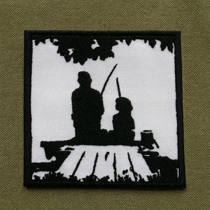 Iron-On Fishing Patch/Dad & Daughter Patch/Family Fishing Patch/Sea-On Applique for Jacket, Backpack, Clothing/Adventure Patch