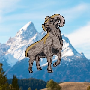 Bighorn Ram Patch/Iron-On Patch/Nature Patch/Sew-On Applique for Jackets, Backpacks/Animal/Outdoor Gift/Mountains/Hiking/DIY