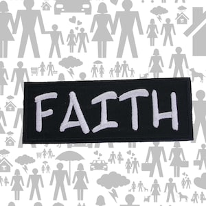 Faith Patch Embroidered Iron-On Sew-On Christian Applique for Jacket Vest Backpack, Inspirational Badge, Positive Message, Uplifting Gift
