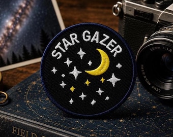 Star Gazer Patch/Iron-On Patch/Merit Badge Scout Style/Camping/Kids Patches/Astronomy Gift/Sew-On Applique for Clothing Jacket Hats Backpack